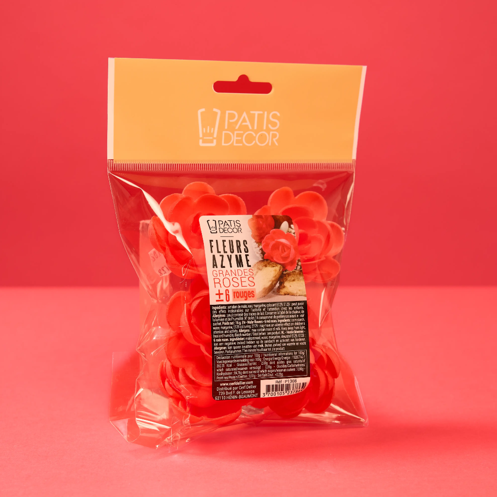 Large red wafer paper roses / 6