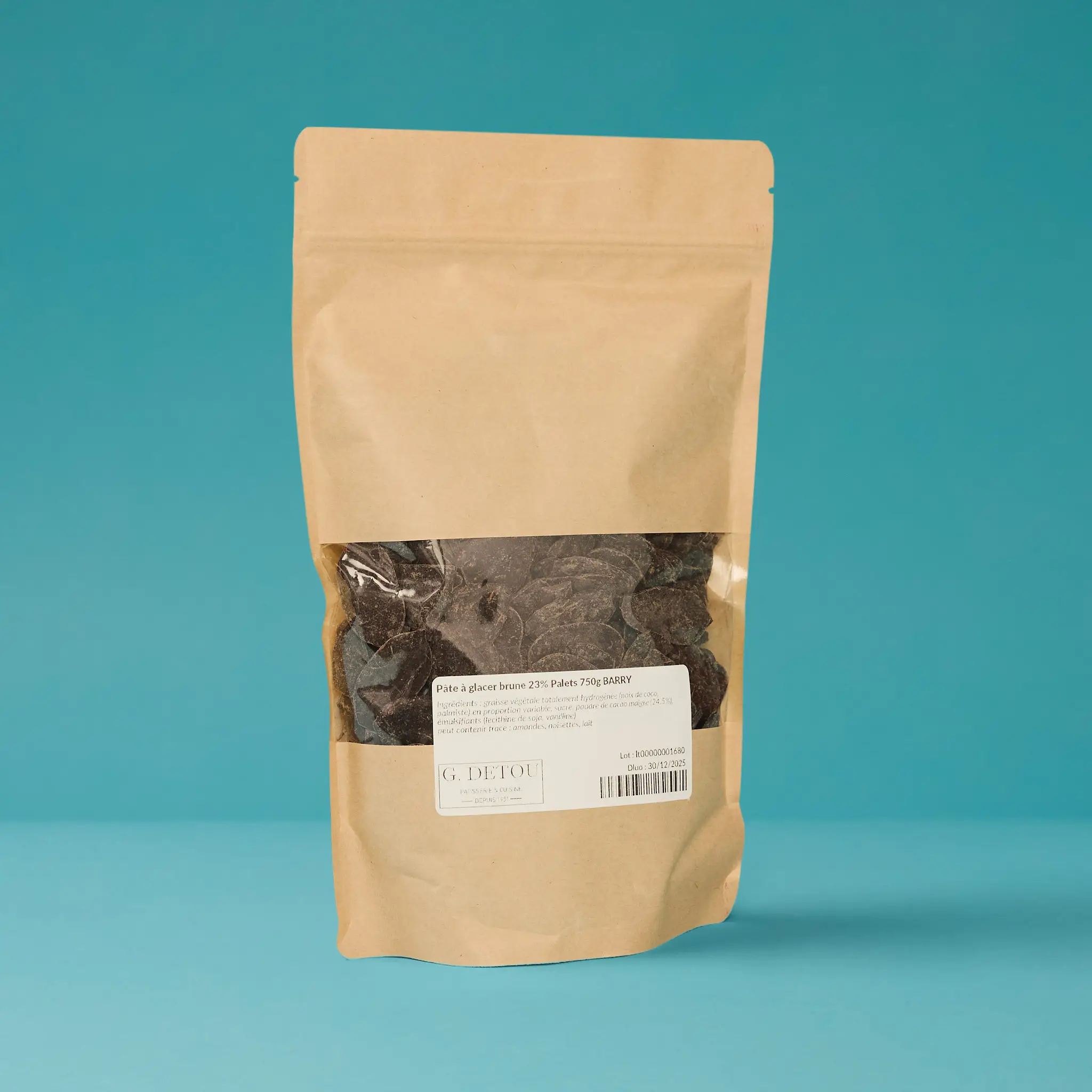 Pâte à glacer brune 23% Palets 750g    BARRY