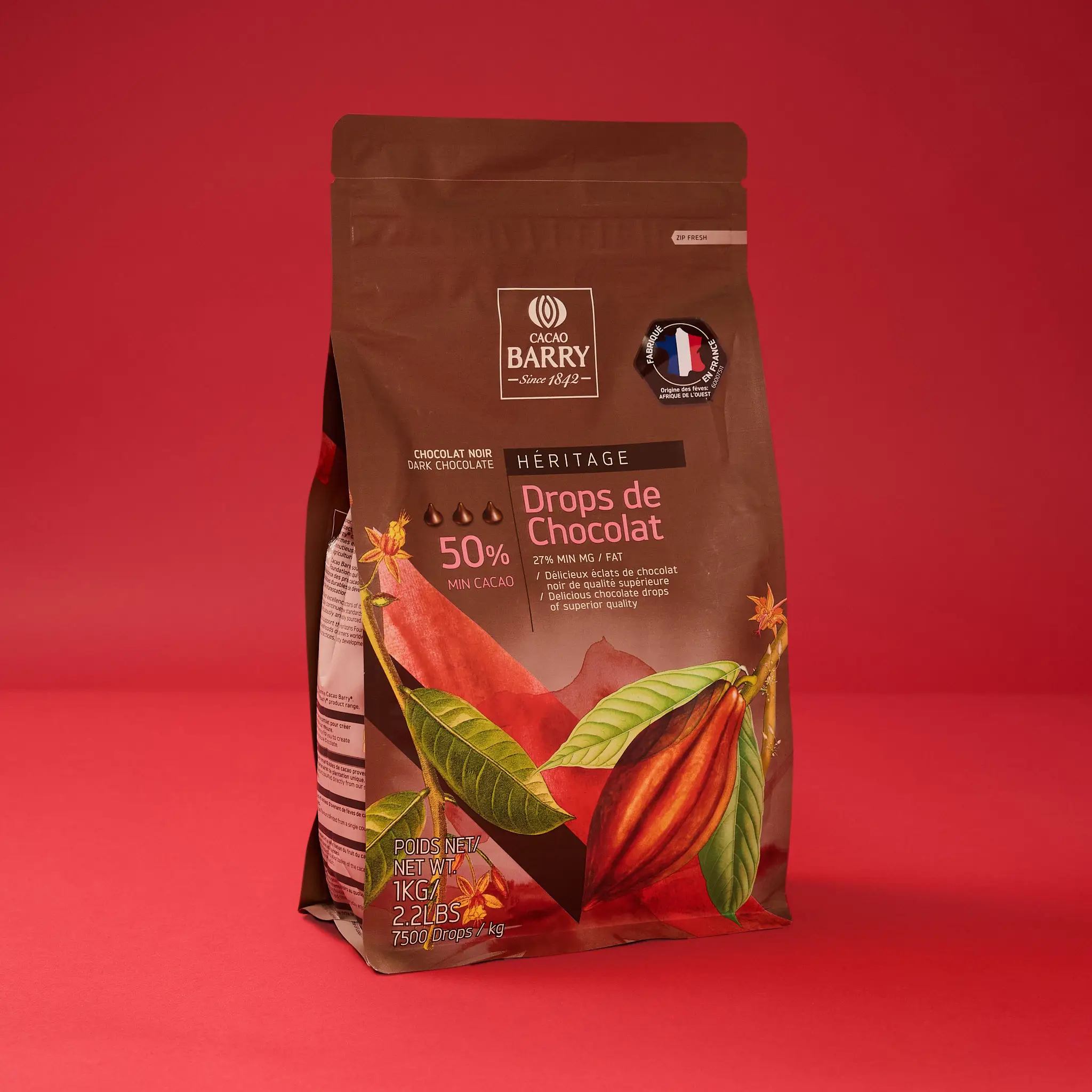 DROPS CHOCOLAT 7500 cacao 50%   1kg    BARRY