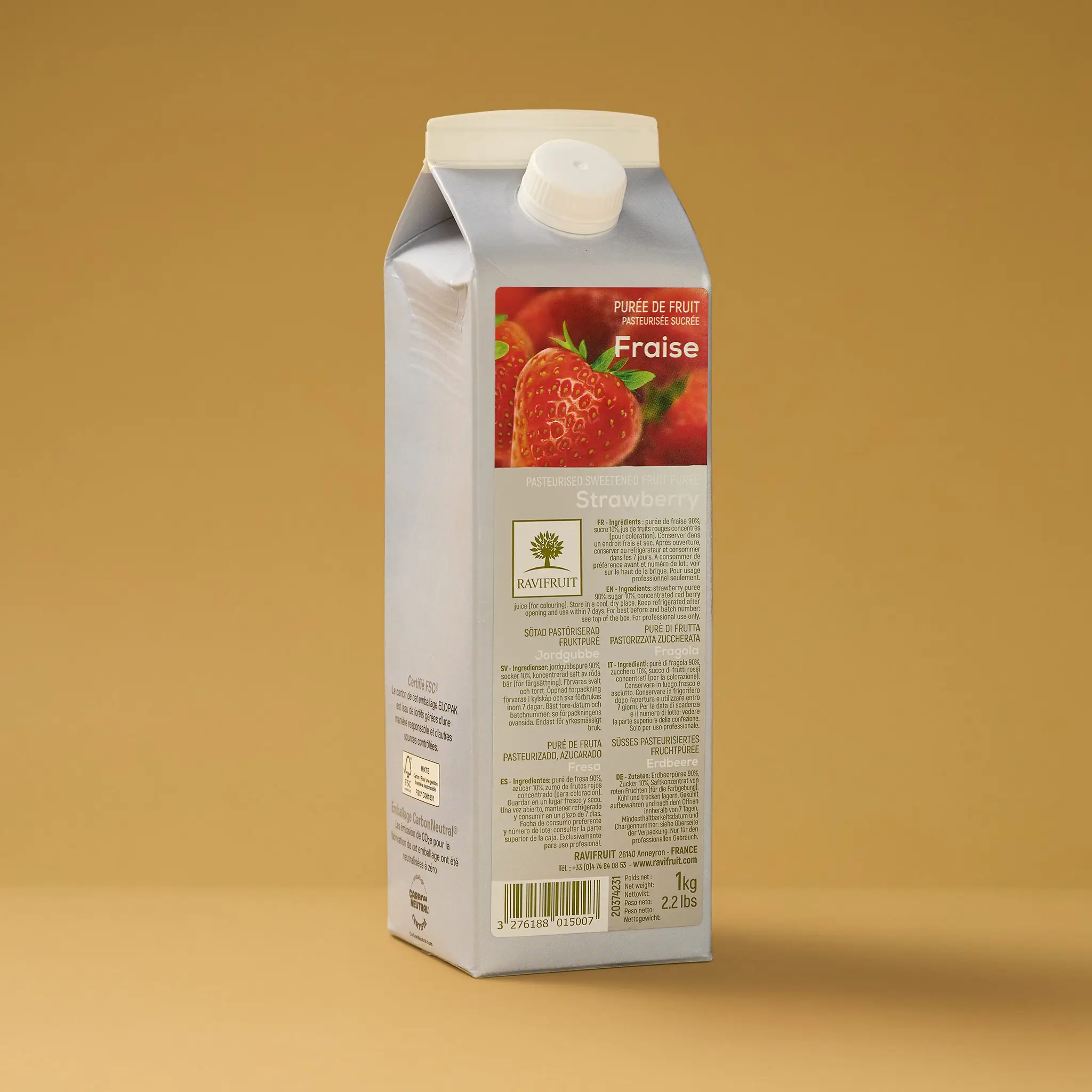 Purée   de FRAISE     ambiante  1kg    RAVIFRUIT