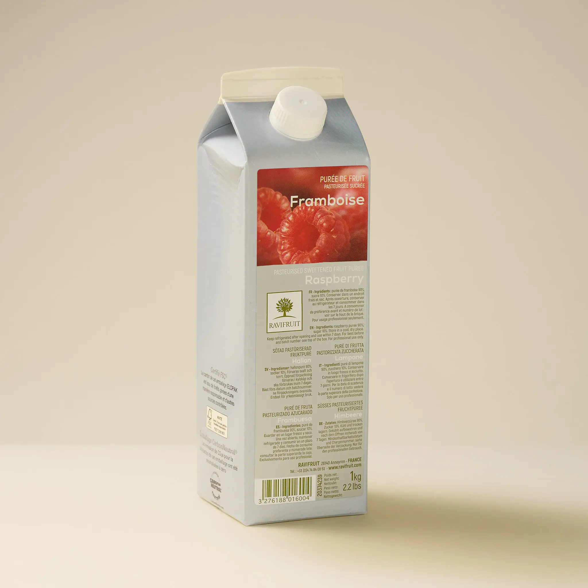 Purée   de FRAMBOISE  ambiante  1kg    RAVIFRUIT
