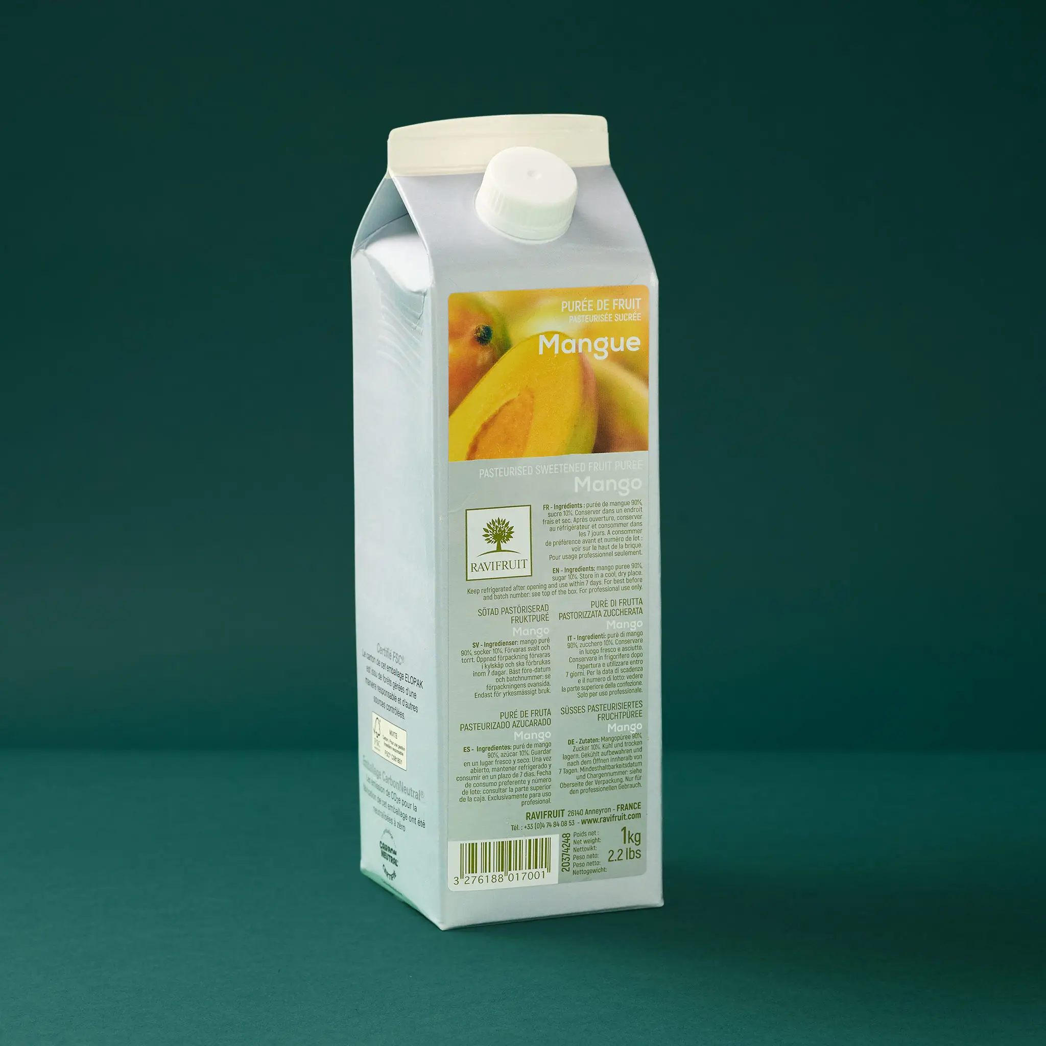 Purée   de MANGUE     ambiante  1kg    RAVIFRUIT