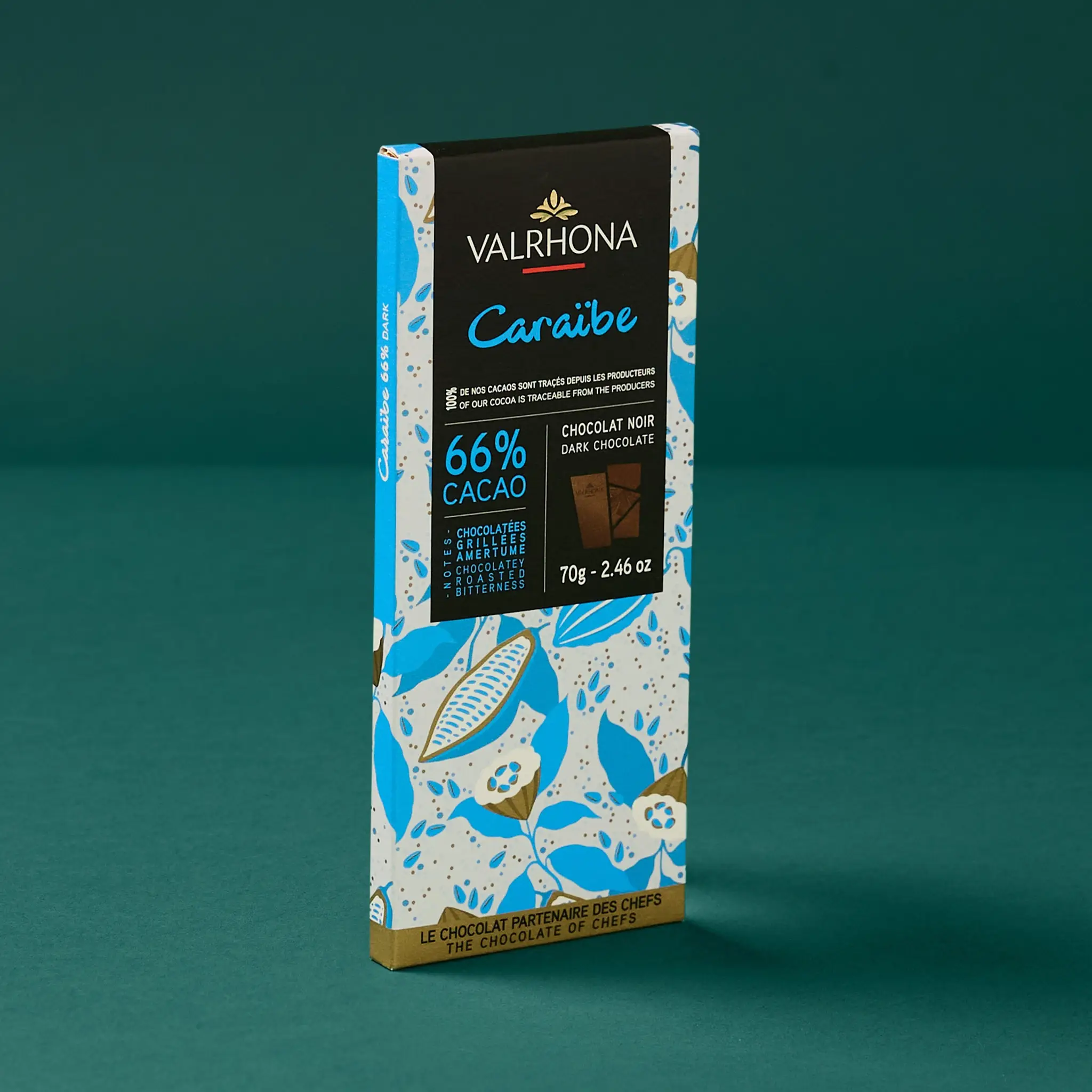 Tab NOIR CARAIBE 66%       70g    VALRHONA