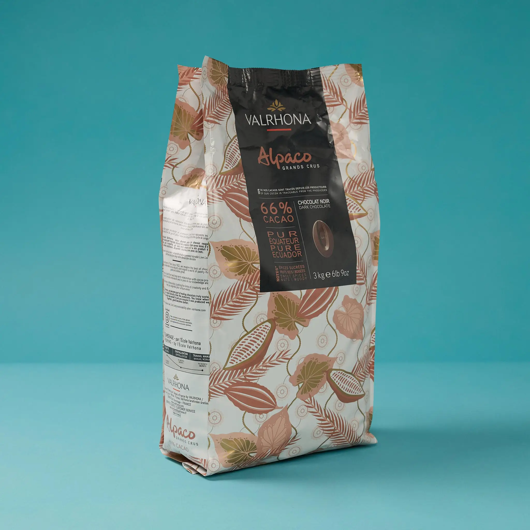 Chocolat ALPACO Noir 66% fève 3kg    VALRHONA