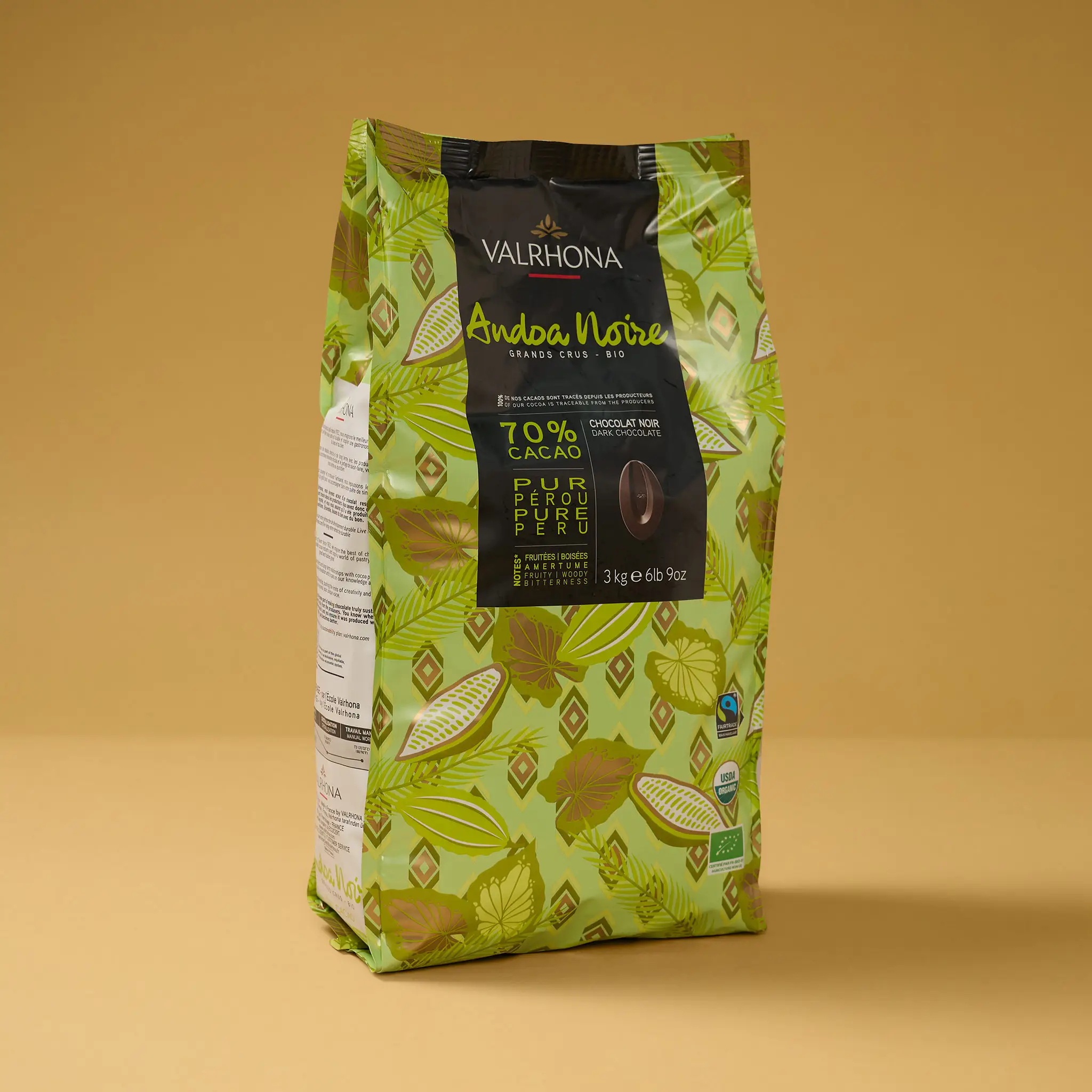 Chocolat ANDOA Noir BIO 70% fève 3kg    VALRHONA