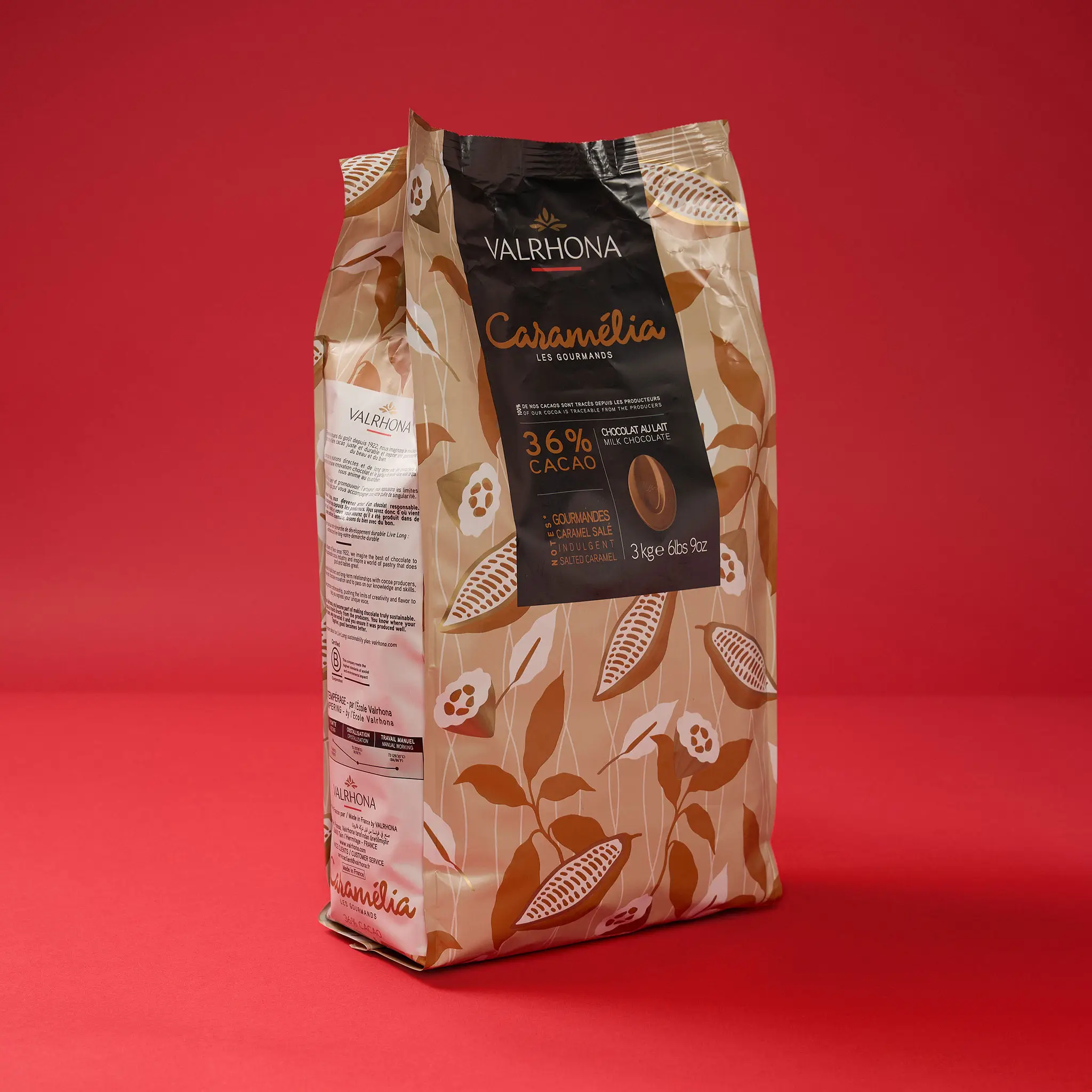 Chocolat CARAMELIA 36%     fève 3kg    VALRHONA