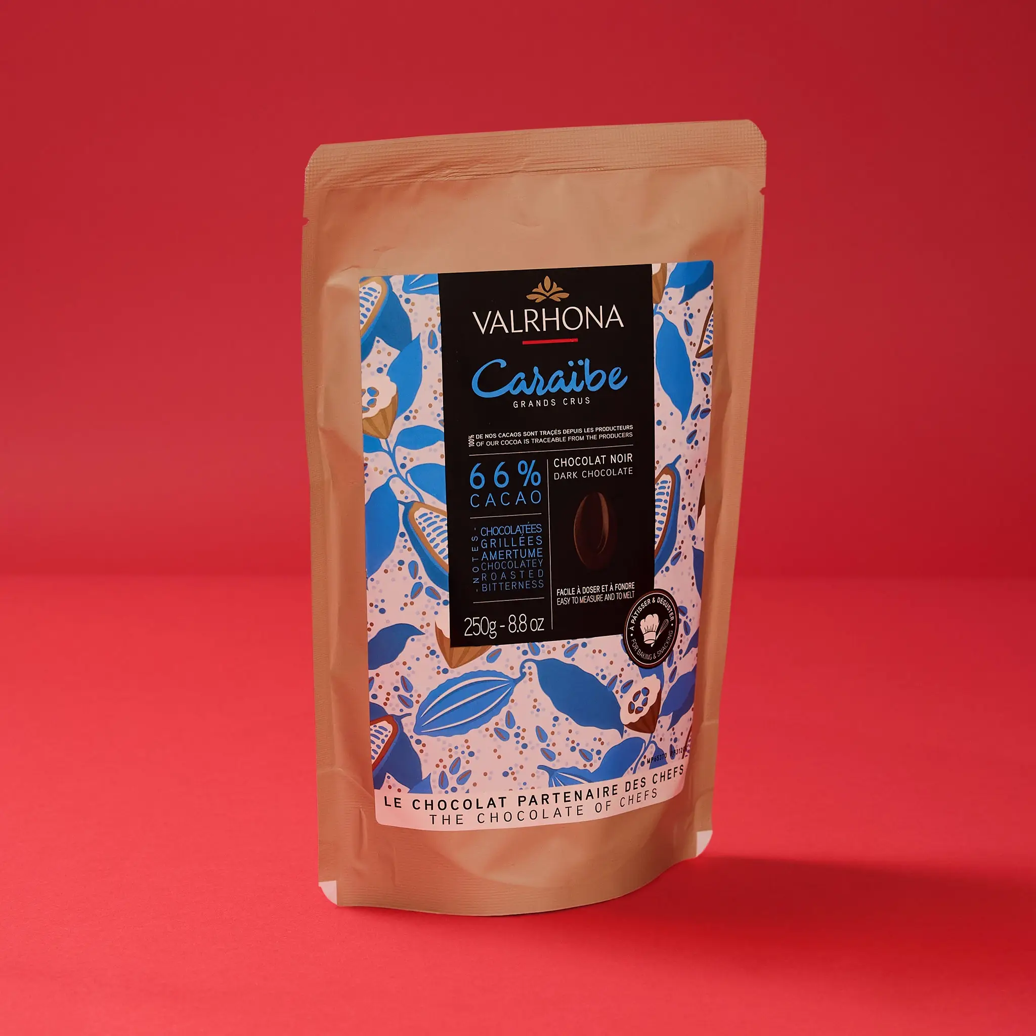 Chocolat Caraibe Noir 66% fève 250g    VALRHONA