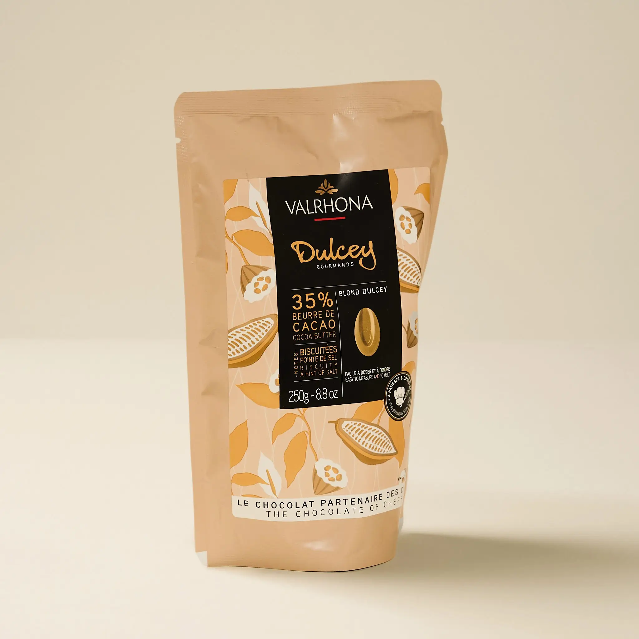 Chocolat DULCEY Blond 35% fève 250g    VALRHONA