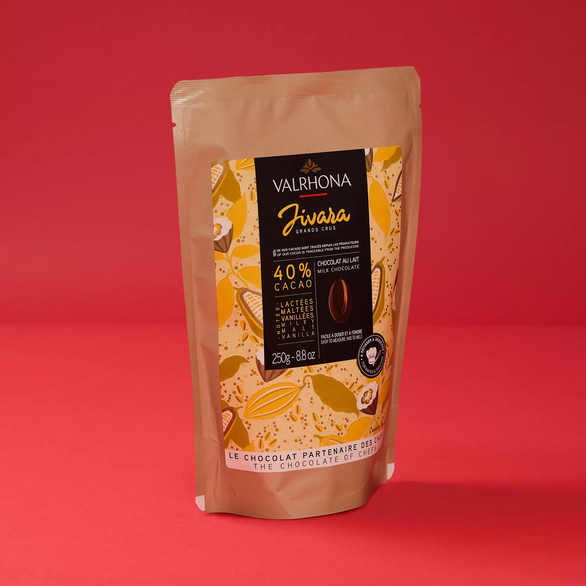 CHOCOLAT JIVARA LAIT 40% fève 250g  VALRHONA
