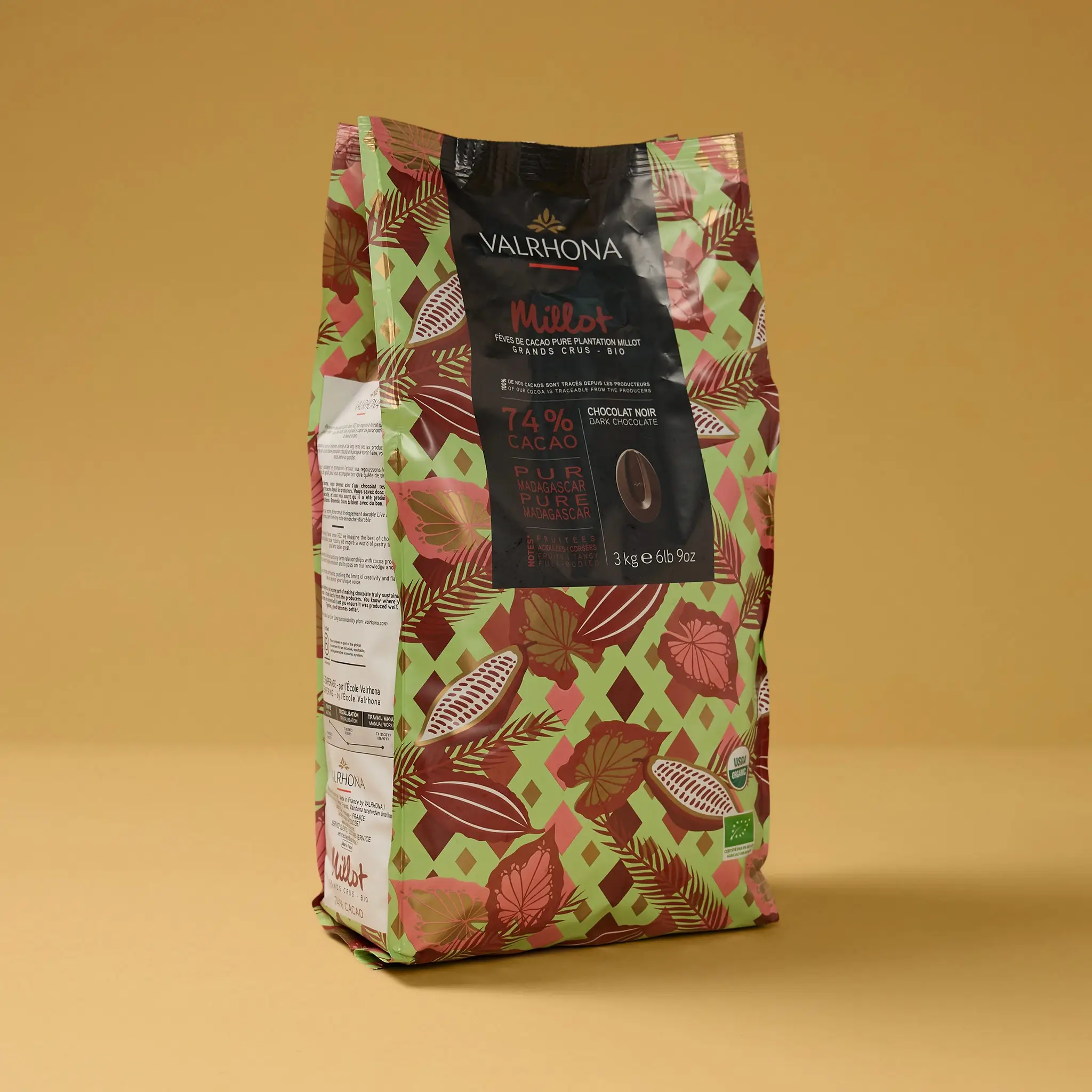 Chocolat MILLOT   Noir 74% fève 3kg    VALRHONA