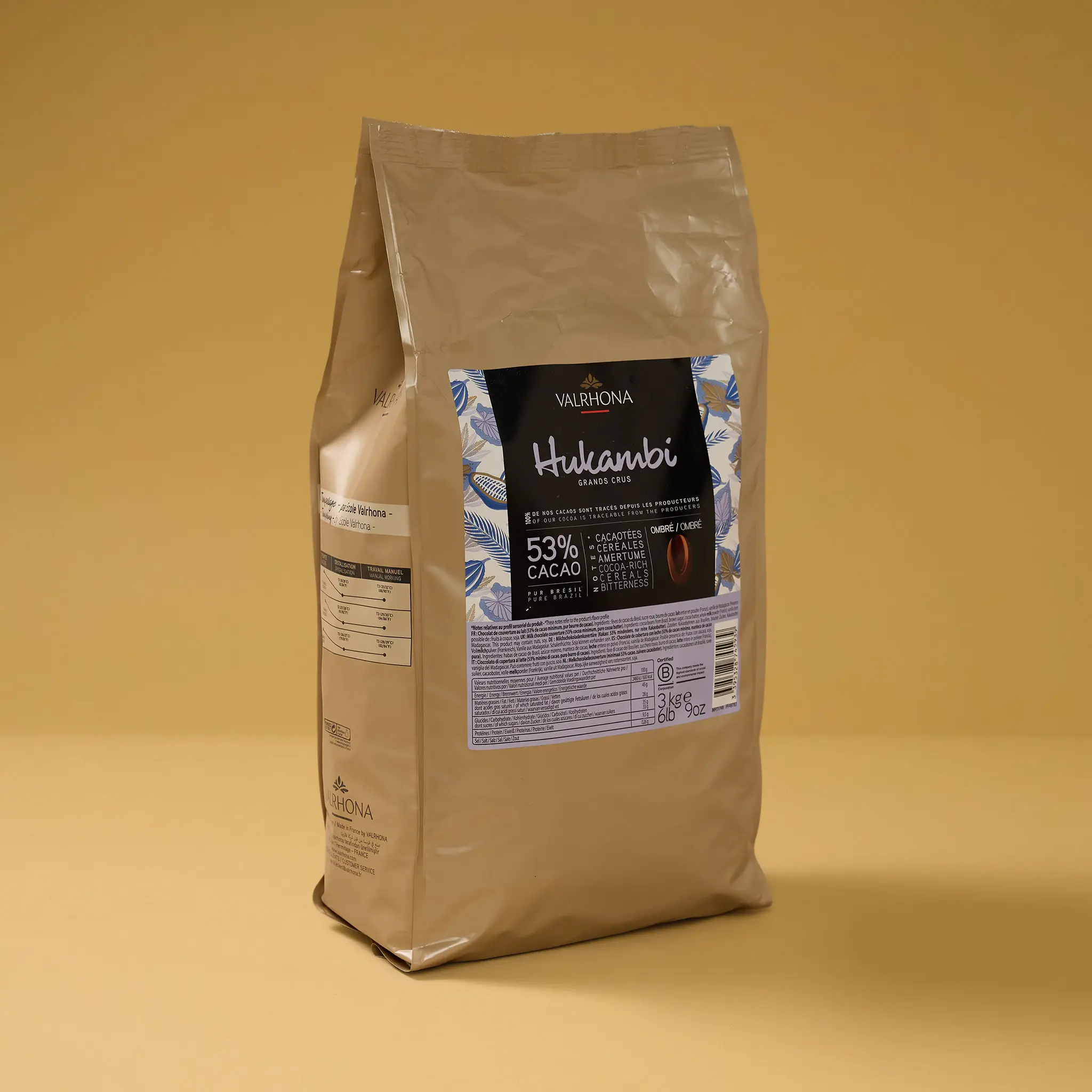 Chocolat HUKAMBI  Lait 53% fève 3kg    VALRHONA