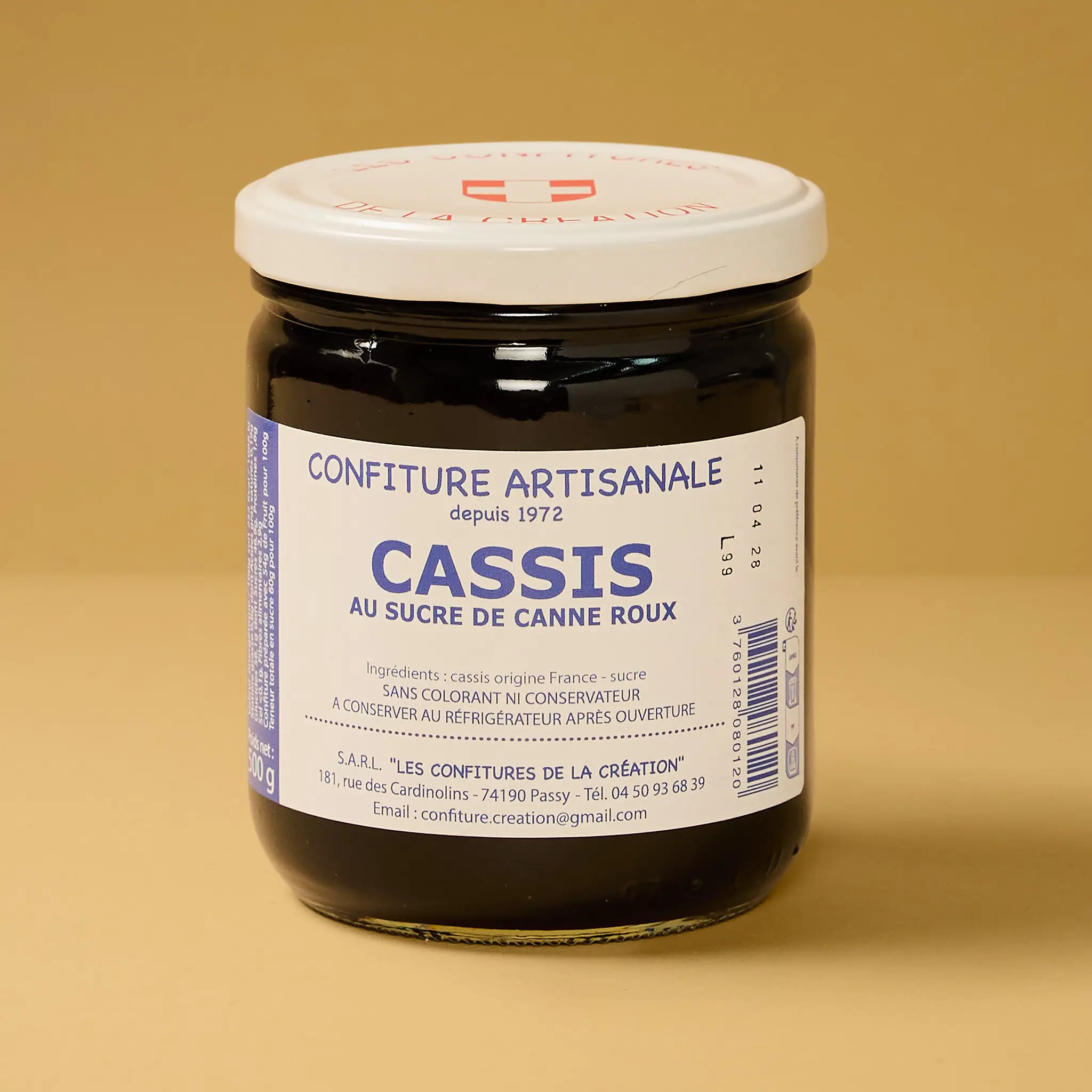 Confiture de CASSIS sucre roux 500g    DARBELIN