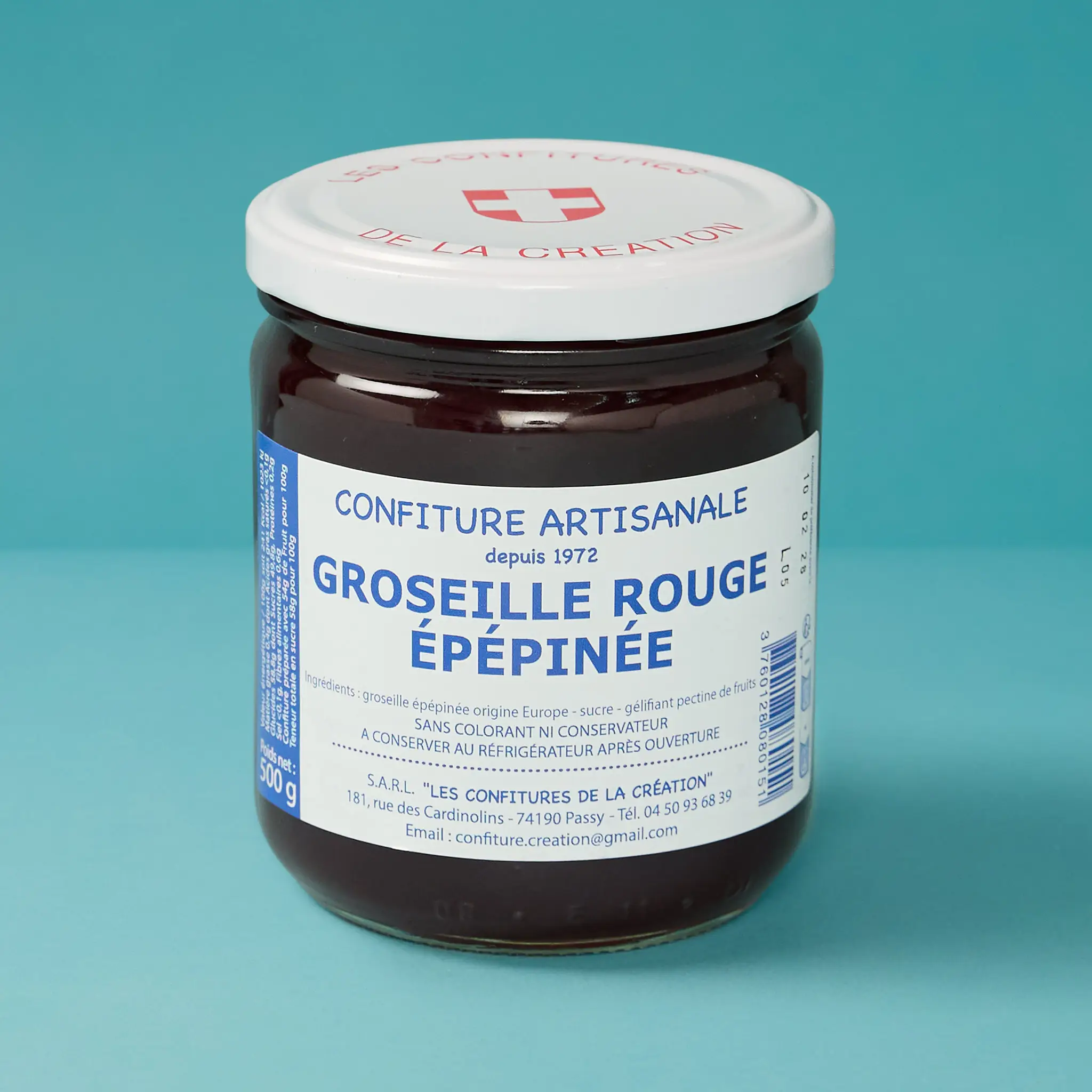 Confiture de groseille rouge Epépinée 500g    DARBELIN