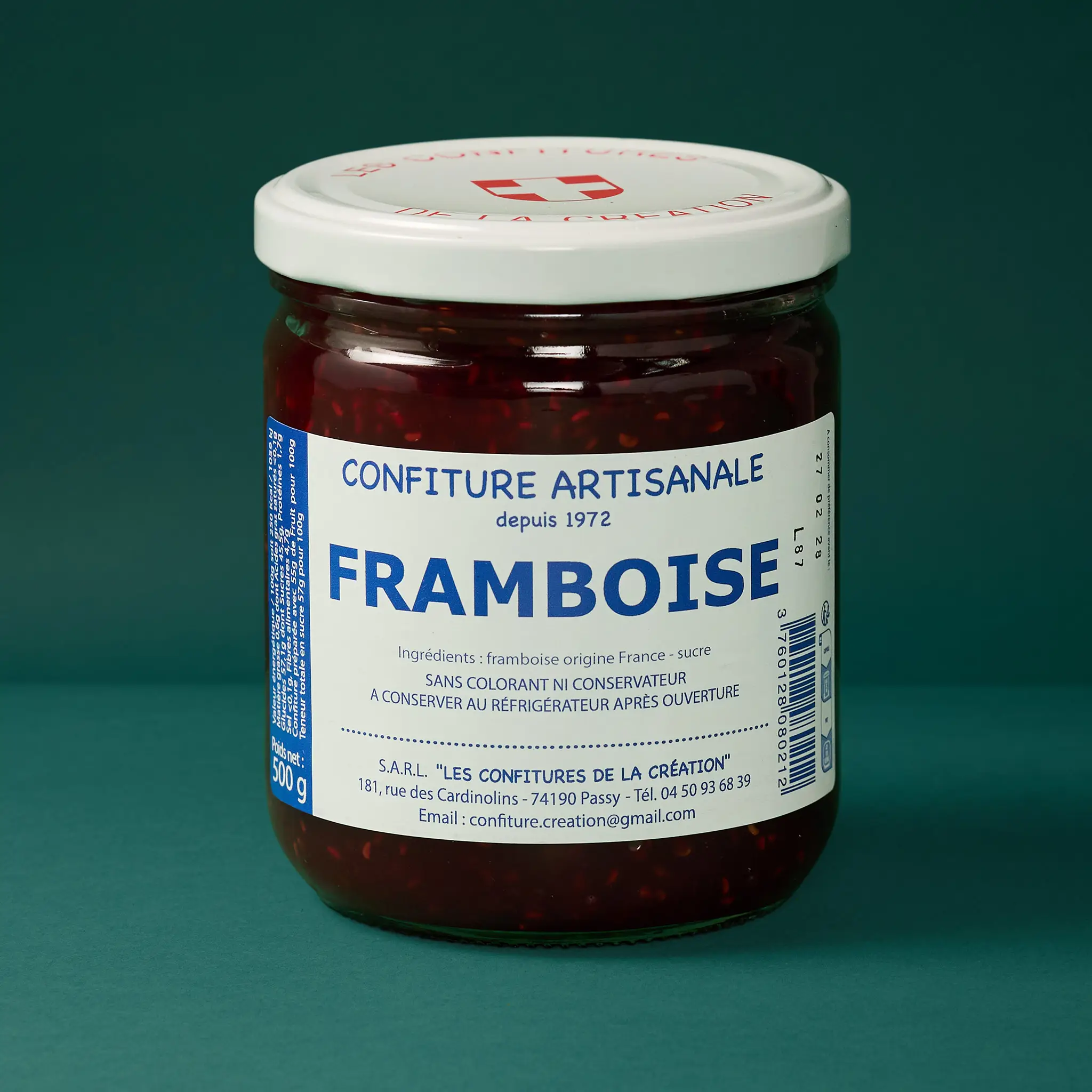Confiture de FRAMBOISE         500g    DARBELIN
