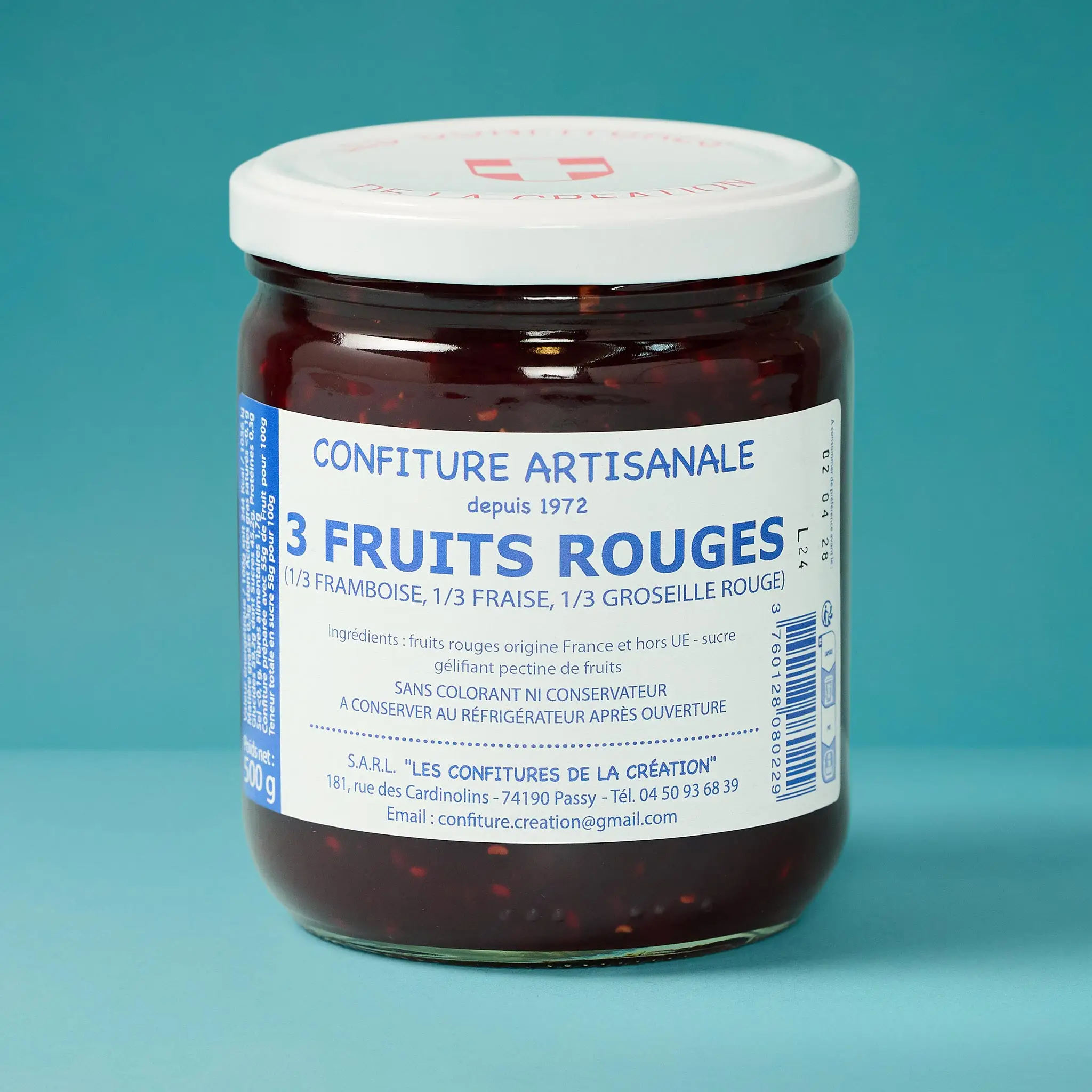 Confiture de 3 FRUITS ROUGES   500g    DARBELIN