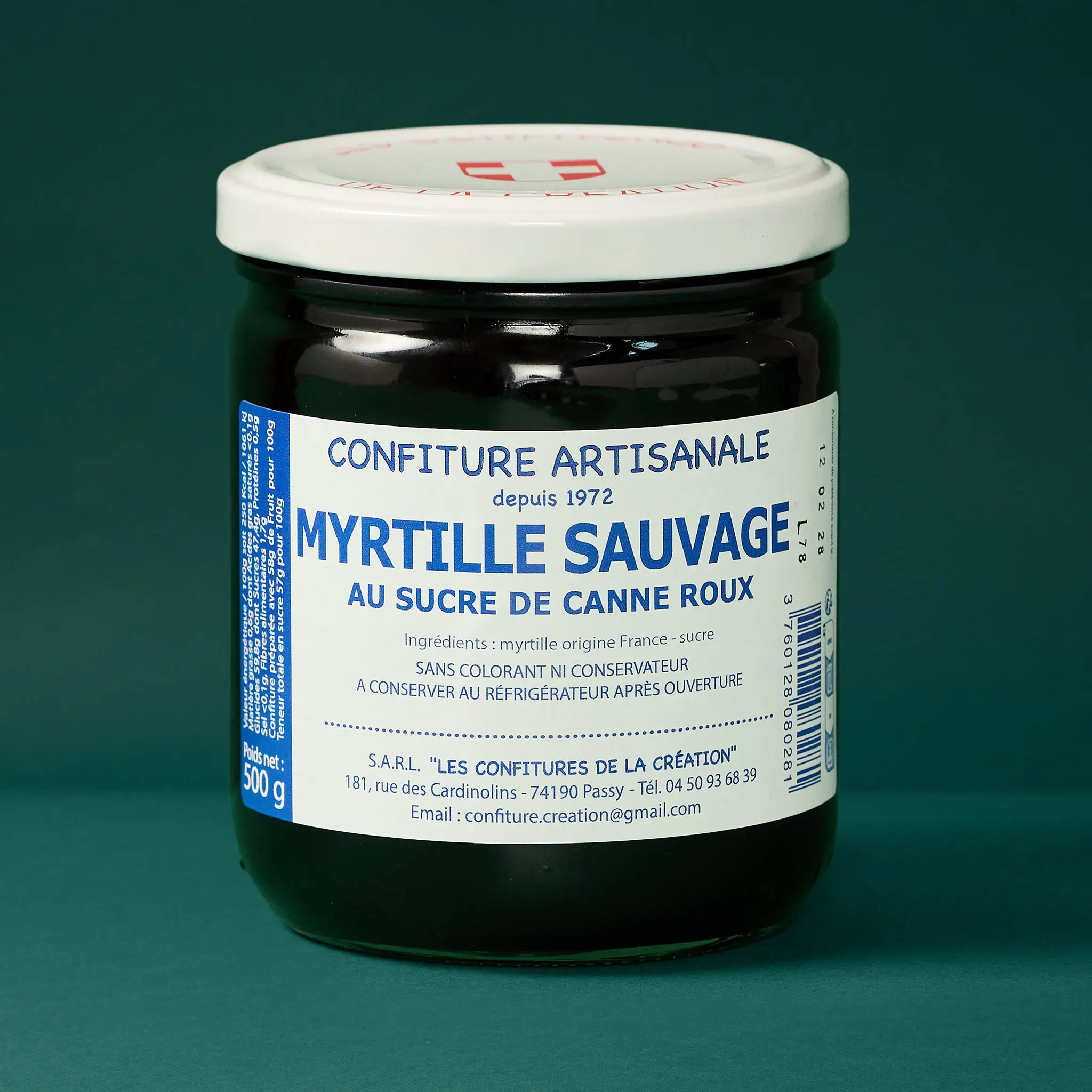 Confiture de MYRTILLE Sauvage  500g    DARBELIN