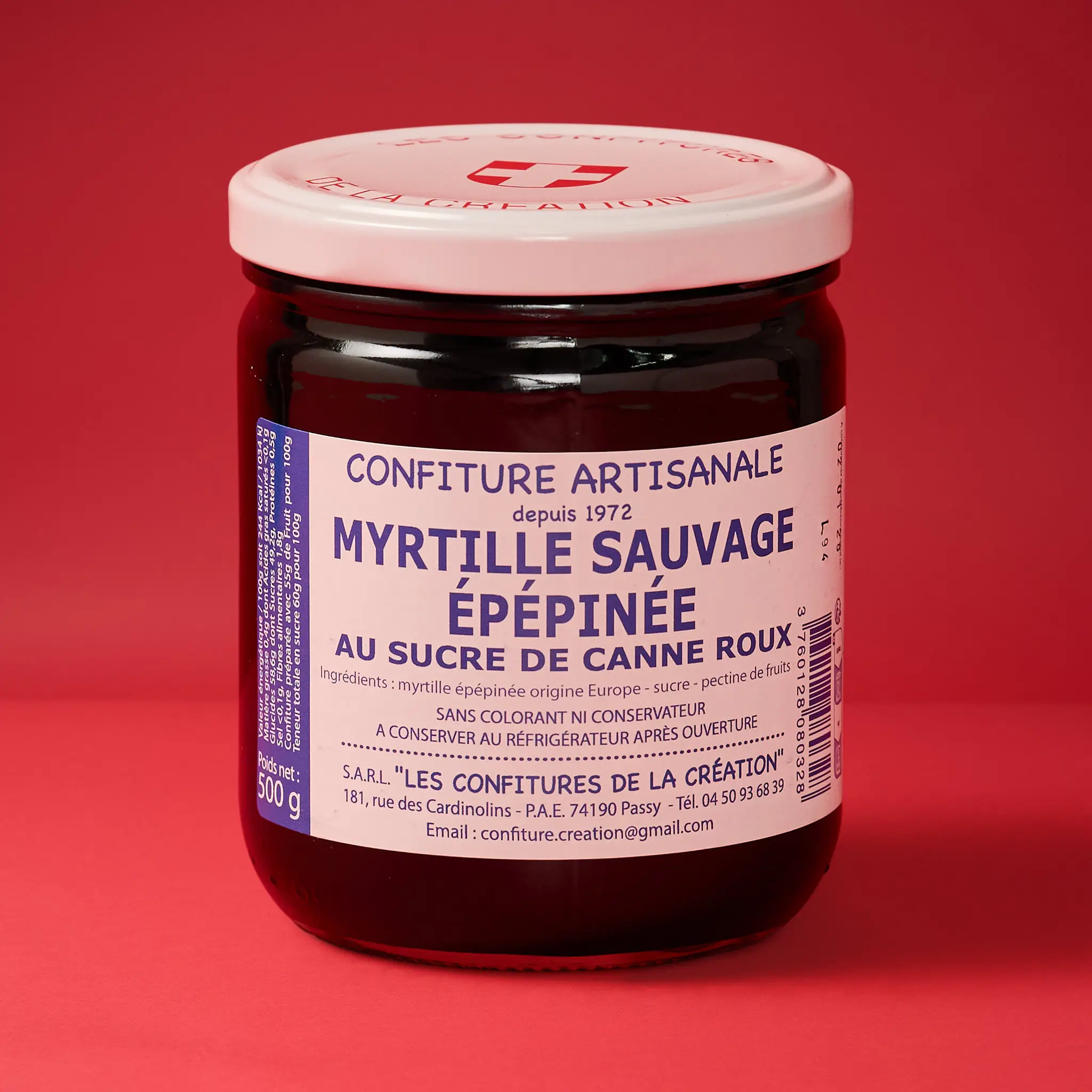 Confiture de Myrtille Sauvage Epépiné 500g    DARBELIN