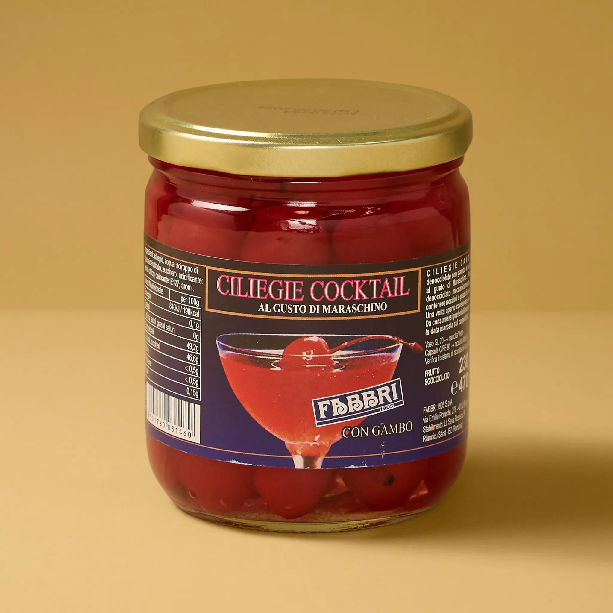 Cerise avec queue          pot 470g    FABBRI